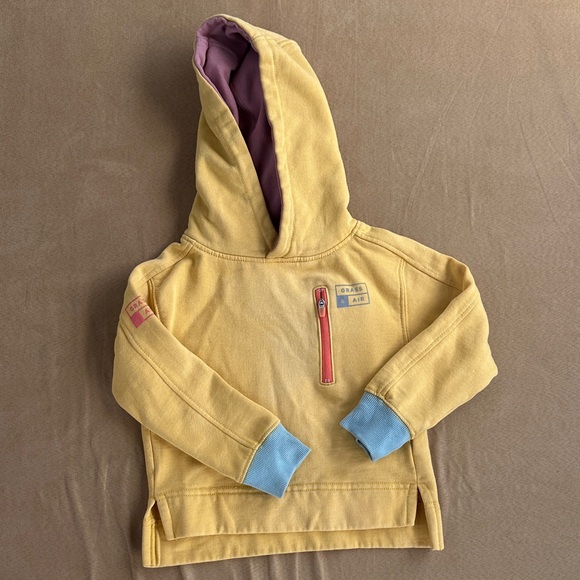 Grass & Air Other - Grass & Air Kids Yellow Hoodie with Blue Cuffs